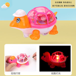 Glowing <b>Pull</b>-<b>string</b> Turtle Toy For Kids 2-4 Years Plastic <b>Light</b> Up Running Toy Unisex Individually Packaged - Product Image 5