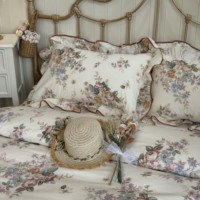 Parures de lit de luxe à volants 3 pièces 100 % coton pur imprimé réactif motif floral élégant pour lits simples et doubles