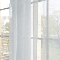 DaiRui rideau occultant en voile de polyester transparent blanc, rideaux de fenêtre prêts à l'emploi pour le salon et la chambre à coucher, vente en gros