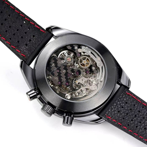 Reloj Mecánico de Lujo para Hombre, Diseño de Esqueleto con Esfera de Panal, Cronógrafo, Taquímetro, Caja de Cerámica, Correa de Cuero Negra, 2026 - Product Image 3