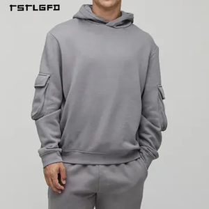 เสื้อฮู้ดดี้ผู้ชายสไตล์ทหารสำหรับฤดูหนาว มีกระเป๋าคาร์โก้ ได้รับการรับรองมาตรฐาน Oeko-Tex กระเป๋าแขนเสื้อแบบ 3 มิติ สตรีทแวร์ทรงโอเวอร์ไซส์ พิมพ์ลายดิจิทัล แฟชั่นรักษ์โลก - Product Image 3