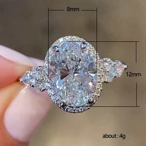 Oval Egg Shape Pave <b>Crystal</b> <b>Ring</b> for Women Minimalist Daily Party Fashion Accessories - Product Image 5