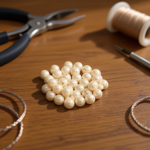 Perline acriliche beige Ilan Abalorios da 10 mm, 19 g, per la creazione di gioielli - Product Image 3