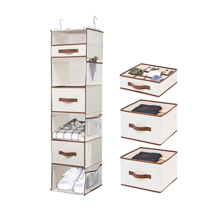 Factory Hanging Closet Organizer Foldable <b>6</b> Shelf Clothes Organization With <b>Drawers</b> - Product Image 1