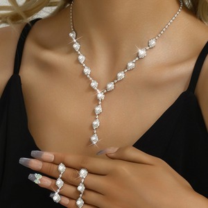 Conjunto de Joyería de Perlas y Diamantes de Imitación para Novia, Accesorios de Moda al por Mayor para Mujeres Elegantes - Product Image 2