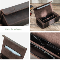 Boîte de rangement pour lunettes de soleil vintage Crazy Horse, étui à lunettes portable en cuir PU pour les voyages