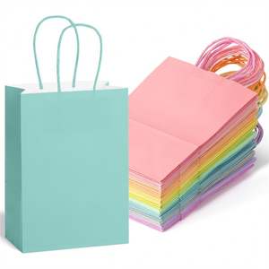 KM 13*8*21cm Custom Logo Printed Brown Handle Kraft Shopping <b>Bag</b> Gift <b>Lunch</b> <b>Paper</b> <b>Bags</b> Catering Handbag Recycled Garment <b>Bag</b> - Product Image 1