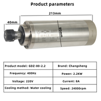 Moteur de broche CNC pour le travail du bois 2.2 kilowatts, refroidi à l'eau, Er20, moteur de broche de rectifieuse, broche électrique