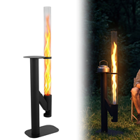 Poêle à granulés de bois portable OEM & ODM pour extérieur, chauffage de patio en acier inoxydable avec tube en verre à haute flamme pour jardin et cour arrière