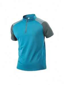 Custom Logo Printed Eco-Friendly Dry Men's <b>Stand</b> Collar Half Zipper <b>Cycling</b> Jersey Slim Fit High Stretch Breathable Sports - Product Image 6