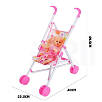 Poussette pour poupée bébé nouveau-né en plastique de 12 pouces, ensemble de jouets de jeu de rôle, poussette pour poupée pour filles