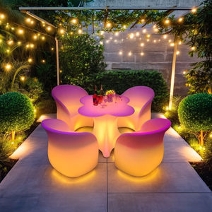 モダン 16色 LED バーテーブル 照明付き LED ソーラー アウトドア家具 防水 LED 光る梅の花 チェア＆テーブル - Product Image 5