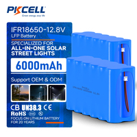 Paket Baterai LFP IFR18650 12.8V 6000mAh 4S3P Baterai Li-ion Isi Ulang untuk Lampu Jalan Tenaga Surya