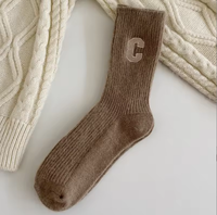 Chaussettes Jacquard en Laine/Nylon Brodé pour Femme, Modèle Standard, Collection Printemps 2026, Design Manchette et Corps, Usage Quotidien, Vente en Gros