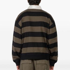 High Quality <b>Mens</b> Color Blocking Stripe Polo Shirts 100% Cotton Loose Fit <b>Long</b> <b>Sleeve</b> Polo <b>Tshirts</b> for <b>Men</b> - Product Image 2