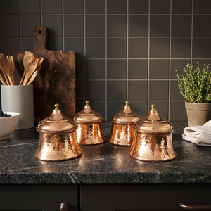 Handcrafted Hammered Copper <b>Canister</b> <b>Set</b> with Lids, Decorative Kitchen Storage Jars for Spices, Tea, Coffee & Dry Fruits - Product Image 5