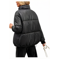 Chaqueta Acolchada Ligera para Mujer con Cuello Alto, Manga Larga, Cremallera y Botones Delanteros, con Cordón Ajustable en el Bajo, Estilo Urbano, para Combinar en Capas, OEM