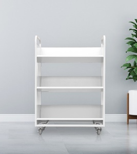 Carrito de Libros Metálico para Biblioteca con 3 Estantes Planos y Ruedas Giratorias con Bloqueo - Product Image 6