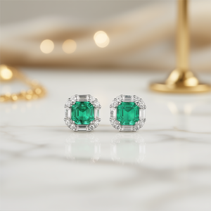 Orecchini a Perno in Cristallo Verde Smeraldo per Donne, Dettaglio Pavé, Accessori Minimalisti per Uso Quotidiano - Product Image 2