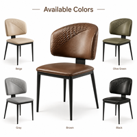 Chaise de salle à manger en cuir de luxe moderne avec dossier texturé et pieds en métal pour la décoration de restaurant et de maison