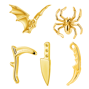 Getta G23 Titane 16G Fileté Intérieur Flying Bat Bijou de Piercing pour Cartilage, Hélix, Tragus, Cadeau de Mariage Plaqué Or 24K - Product Image 1