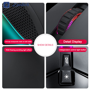 เมาส์เกมมิ่งแบบมีสาย USB 7200 DPI ออกแบบตามหลักสรีรศาสตร์ OEM/ODM ปรับแต่งไฟ RGB ได้ พร้อมโปรแกรมตั้งค่าไฟแบบ Marquee - Product Image 4