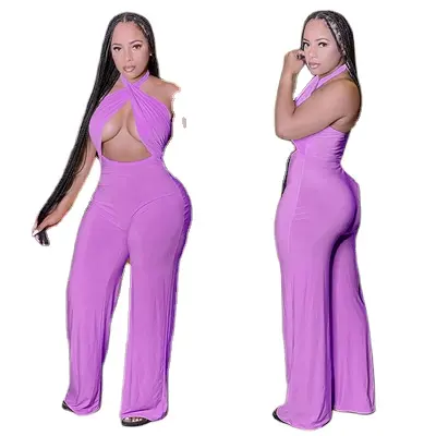 Wholesale Custom Logo Rompers Latest Design Two Piece Pants Set Plus Size Women Clothing Jumpsuits Fall 2021 Women Clothes