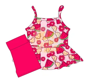 Wholesale Summer Girls Sports Suit Kids Cute Print 2 Piece Yoga Set Clothes Baby Gym Fitness Yoga Wear