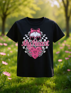 T-shirt da donna con stampa cuore e teschio, girocollo, manica corta, vestibilità ampia, casual, primavera estate, regalo di San Valentino, 100% cotone - Product Image 2