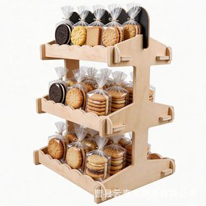 Estante de madera de 3 niveles para almacenar refrigerios con pizarra para exhibir postres en fiestas - Product Image 3