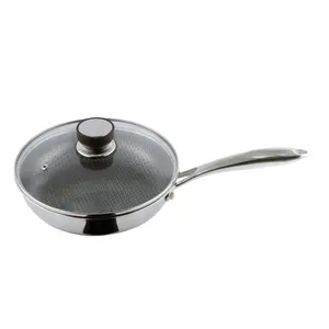 चीन Cookware निर्माता PFOA नि: शुल्क 3 परत स्टेनलेस स्टील Nonstick Saute पैन ढक्कन के साथ