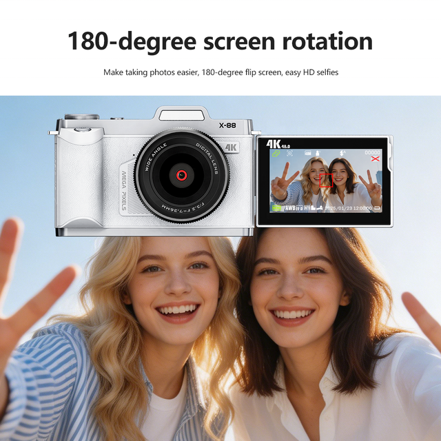 Camera Factory Flip Cover Retro 64MP CMOS 18x Digital Zoom 3.0 Inch 4K Video YouTube Shooting Record WiFi 4k Digital Camera