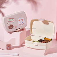 Boîte à lunch en plastique de qualité alimentaire de 650 ml avec couvercle, boîte bento portable pour étudiants, vente en gros