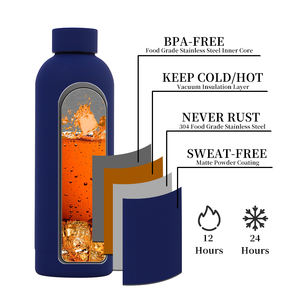 Logo personnalisé cadeau promotionnel 500ml en acier inoxydable peinture en caoutchouc thermique 17oz bouteille d'eau verres - Product Image 2