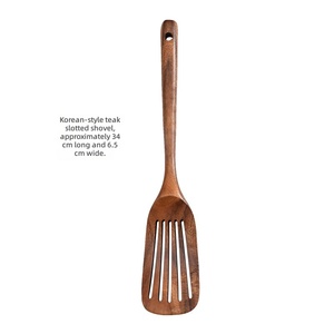 Spatule à fentes en bois d'acacia naturel certifiée FDA LFGB SGS pour la cuisine domestique, la restauration et le traiteur, anti-rayures - Product Image 4