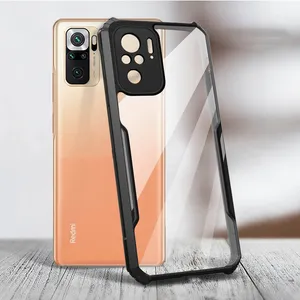 Casing Pelindung TPU Hibrida, Penutup Belakang PC Bening Ramping untuk Xiaomi Redmi Note 10 4G