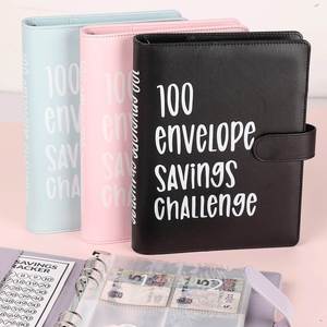 Custom PU Leather Budget Notebook Card Slots 100 Days Book <b>Envelope</b> Challenge Money School Document Presentation Folder - Product Image 2
