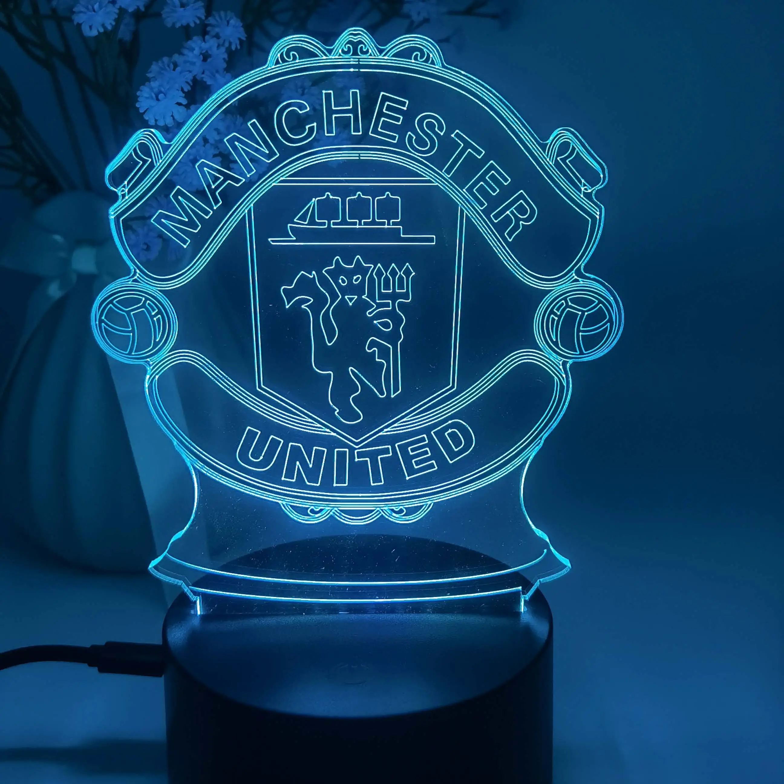 Customize 7 Colors Changing Club Football Night Light Glass Art Optical Illusion Lights 3D Acrylic Led Lamp For Kids Gifts