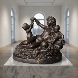 Statua in Bronzo di Coppia che si Bacia Circondata <span class=keywords><strong>da</strong></span> Angioletti, Spessore 5mm, Scultura 3D Ecologica - Product Image 5