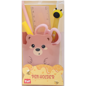 מעמד עטים עגול וחמוד בצורת דובי מצויר, עשוי מחומר PP עמיד ופרקטי, מתאים לשולחן משרדי לאישיות יצירתית. - Product Image 6