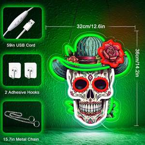 Letrero de Neón del Día de los Muertos, Calavera Mexicana, Luz LED de Neón para Decoración del Hogar y Bar, Halloween, Día de Muertos - Product Image 2