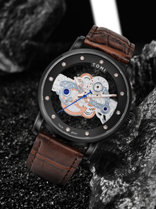 Reloj de Moda para Hombre TOMI, Correa de Cuero, Caja de Aleación, Esfera de Cristal, Ancho de Correa de 20 mm, Incluye Caja de Regalo Hangzhou - Product Image 5