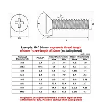 Vis à tête fraisée plate cruciforme en acier inoxydable 304 YB819 M3 M4 M5 M6 M8 M10