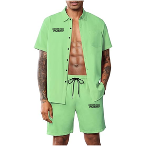 Conjunto de 2 piezas de camisa polo y pantalones cortos de estilo casual para hombre, color loro, de la mejor calidad, servicio OEM, última tendencia. - Product Image 4