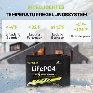 Batería lifepo4 de 12v 100ah para caravanas - batería de ciclo profundo de litio grupo 24 con corte de corriente a baja temperatura, mejora de energía para autocaravanas - Product Image 3