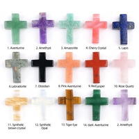 Pendentif Croix en Agate Naturelle en Gros, Collier en Pierre de Quartz Multicolore, Décoration de Collier DIY pour Pâques