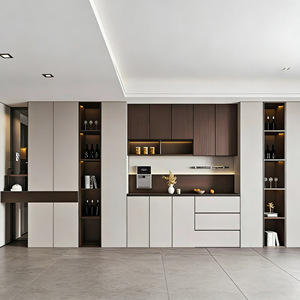 Meubles de cuisine modulaires de style shaker personnalisés, luxe léger, base d'évier en bois, porte vitrée, charnière MDF, garantie 2 ans - Product Image 4