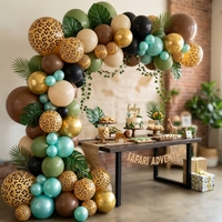 Kit d'arche de ballons en latex imprimé léopard vert, marron, or, ensemble de décoration de fête, safari, jungle, baby shower, logo personnalisé