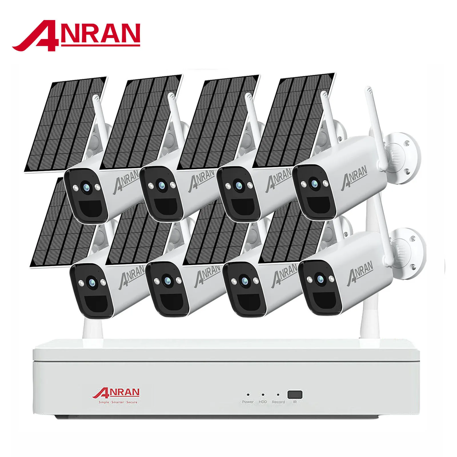 Anran 8ch nvr מערכת 3mp 2k כוח סולארי סוללה אלחוטית תנועה אנושית זיהוי ccctv אבטחה אבטחה