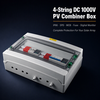 Caja Combinadora Solar IP66 Impermeable de 4 Cadenas, 1000V CC, con Fusible SPD y Protección Contra Sobretensiones MCB para Sistemas Fuera de Red